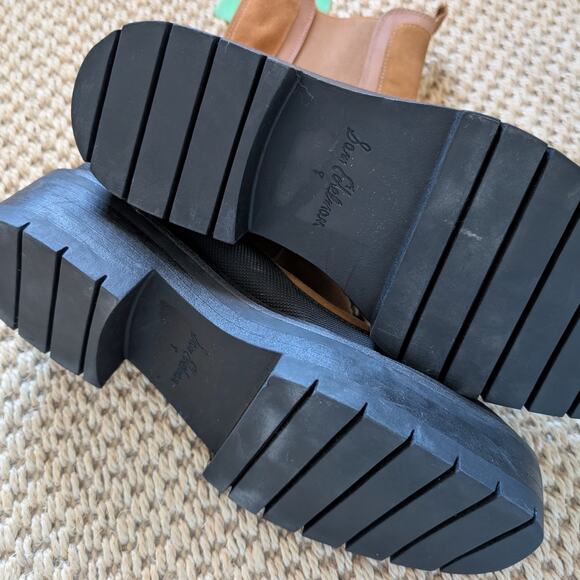 SAM EDELMAN Womens Lulia Chunky Lug Sole Ankle Boots Size 8 Whiskey Suede NWD - Picture 4 of 7